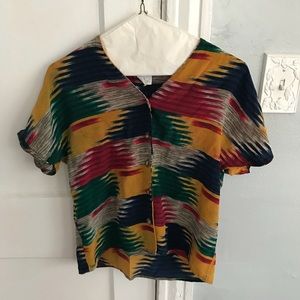 Colorful button down blouse